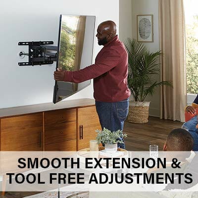 SANUS Najwyższej jakości uchwyt do telewizora Full Motion do telewizorów 42"-90" - solidne i płynne rozszerzenie, obrotowe i uchylne do dużych telewizorów - uniwersalna konstrukcja pasuje do Samsung, LG, Vizio, TCL i nie tylko - łatwa instalacja -OLF22 - obrazek 8