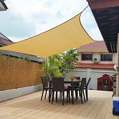 Vela Sonnenschirm dreieckig oder qudrata Farbe sand beige für Gärten Pole Bar Häuser komplett mit Ösen und Seil aus Propylen (3 m x 3 m, quadratisch, beige) - obrazek 5