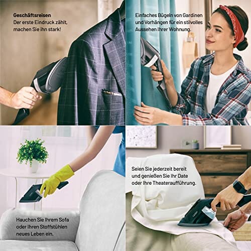 Żelazko turystyczne Lauben 1950BC turystyczna prasownica parowa z szybkim rozruchem, pionowe i poziome prasowanie, sznurek o długości 3 m, zbiornik na wodę 170 ml, torba odporna na wysokie temperatury, funkcja Dry Ironing - obrazek 3