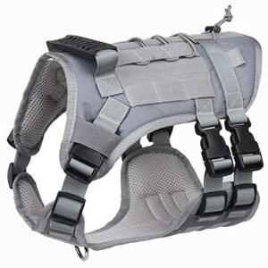 DoggieKit Taktyczna uprząż dla psa z uchwytem, oddychająca, wyściełana, regulowana, dla szczeniaków, średnich i małych psów, kontrola na zewnątrz