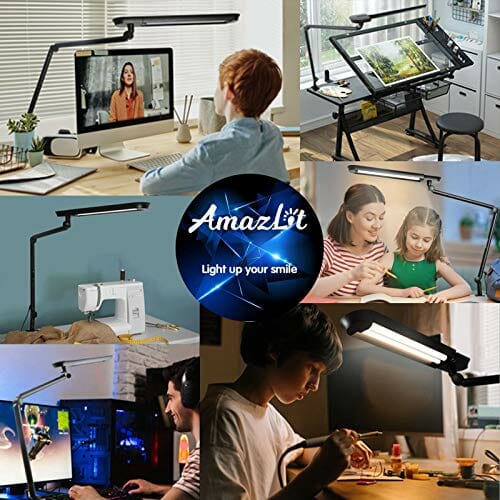 AmazLit lampa biurkowa LED, 1100 lumenów, z zaciskiem, ramię obrotowe, lampa architektoniczna, 18 W, wysoka jasność, bez oślepiania, ochrona oczu, lampa biurowa, oświetlenie wielozadaniowe / funkcja - obrazek 5