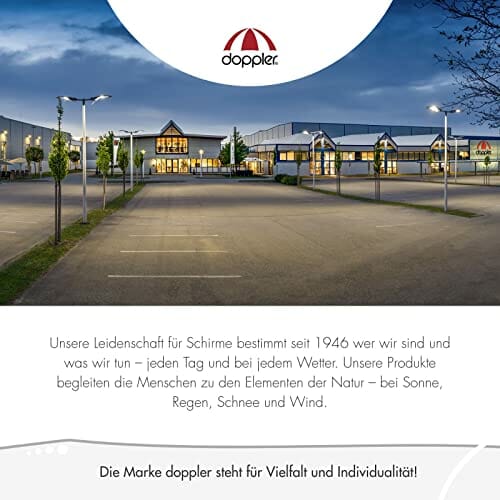Doppler Sonnenschirm Rethink 200cm in Dunkelgrau - Runder Sonnenschirm für Balkon & Terrasse - Nachhaltiger Schirm - Balkonsonnenschirm mit Handöffner - Mit Hülle - Kippbarer Gartenschirm - obrazek 2