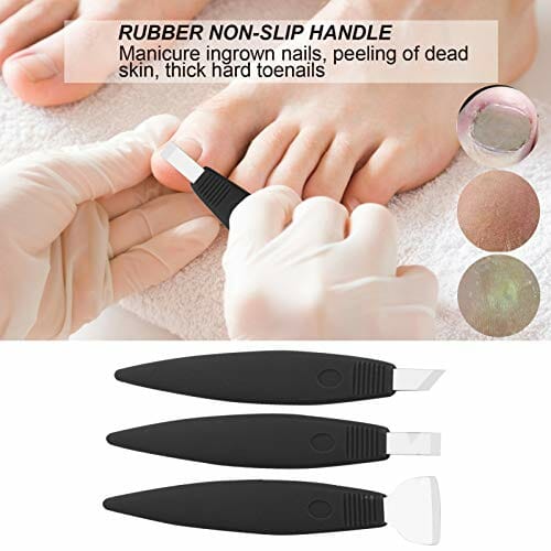 3 Szt.Zestaw Noży do Pedicure, Nóż do Pedicure ze Stali Nierdzewnej Narzędzia Stopy Wrastające Paznokcie Korekcja Martwego Naskórka Przyrząd do Usuwania Naskórka(Black) - obrazek 8