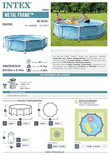 Intex 10FT X 70 cm Beachside Metal Frame Pool Set - obrazek 4