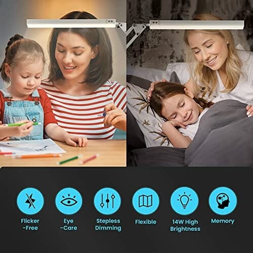 Lampa Biurkowa LED z Zaciskiem (Swing Arm - Biały) - obrazek 13