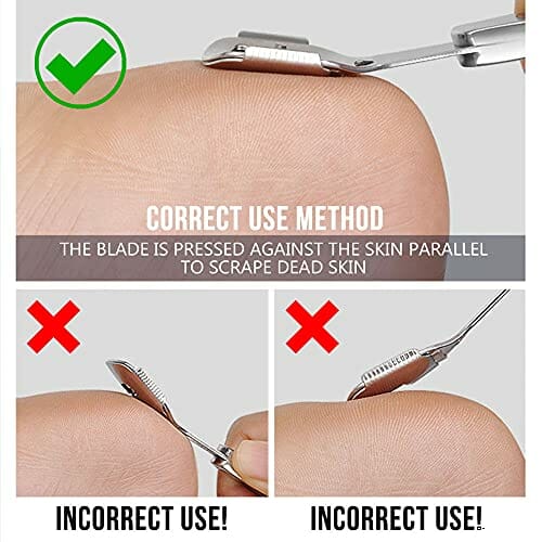 Econtal Szatkownica do zrogowaciałego naskórka z uchwytem ze stali nierdzewnej, przyrząd do usuwania zrogowaciałego naskórka, do pielęgnacji stóp, z 10 ostrzami w pudełku - obrazek 5