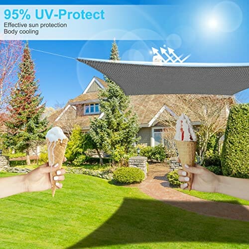 RATEL Sonnensegel 2x3m Rechteckig, Balkon Sonnenschutz Wetterschutz, 95% UV-Schutz Sonnensegel inkl Befestigungsseile, für Draußen Patio Garten Terrasse und Camping, Grau (2 x 3 m, Grau) - obrazek 4
