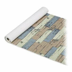 Relaxdays Mata z miękkiej pianki, możliwość przycięcia, łazienka, sauna, basen, mata antypoślizgowa, wygląd drewna, szer. x gł. 65 x 150 cm, brązowo-szara, drewno/zielona, 150 cm