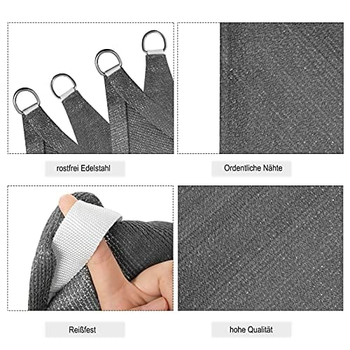 WOLTU Sonnensegel rechteckig 2x2m Sonnenschutz HDPE Durchlässig Atmungsaktiv Sonnendach UV Schutz mit Befestigung Set - obrazek 8