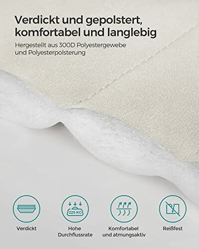 SONGMICS Hamak dla 2 osób, wyściełany, hamak outdoorowy z oddzielnymi bambusowymi drążkami, hamak kempingowy z poduszkami, 200 x 140 cm, maks. obciążenie 225 kg, kremowo-beżowy GDC34BE - obrazek 4