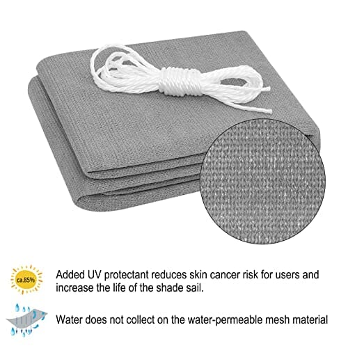 WOLTU Sonnensegel Rechteck 4x6m Hellgrau atmungsaktiv Sonnenschutz HDPE Windschutz mit UV Schutz für Garten Terrasse Camping - obrazek 7