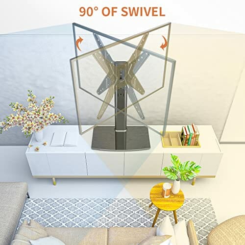 Uniwersalny stojak pod telewizor, do telewizorów o przekątnej od 21 do 119,4 cm, obracany o 90 stopni, 4 poziomy wysokości, z hartowanego szkła, do 45 kg - obrazek 6