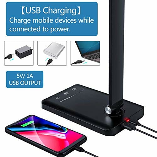 Wielofunkcyjna lampa biurkowa LED, dotykowa, ściemniana, składana, ochrona wzroku, do biura, o świetle dziennym, 5 trybów oświetlenia i 5 poziomów jasności, światło dzienne, timer i ładowanie USB - obrazek 7