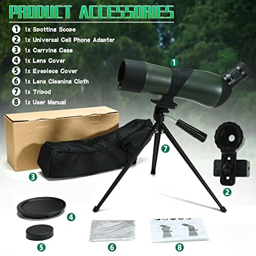 Statyw do spektyw, torba do przenoszenia i adapter do smartfona – HD wodoszczelny monokular zakres zastosowania do safari, zwiedzania, stargazing, łucznictwo, kemping, dzikie zwierzęta, strzelanie sportowe - obrazek 4