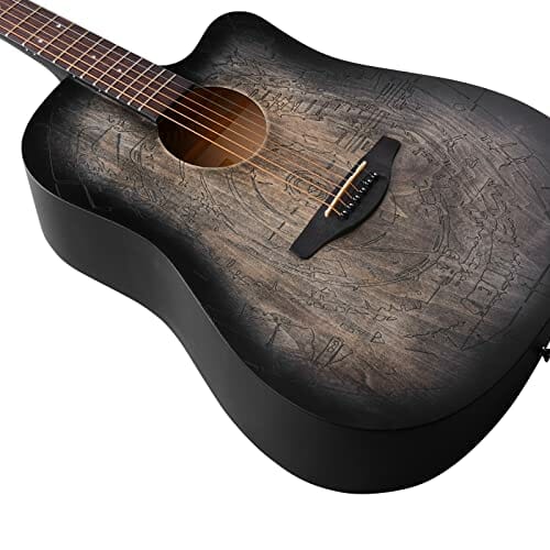 Winzz Gitara westernowa 4/4, gitara akustyczna, dla dorosłych, 41 cali, zestaw gitarowy dla początkujących (grawerunek w stylu vintage) - obrazek 2