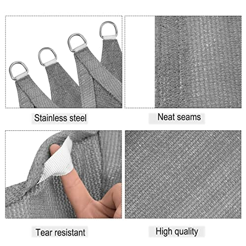 WOLTU Sonnensegel Rechteck 4x6m Hellgrau atmungsaktiv Sonnenschutz HDPE Windschutz mit UV Schutz für Garten Terrasse Camping - obrazek 6