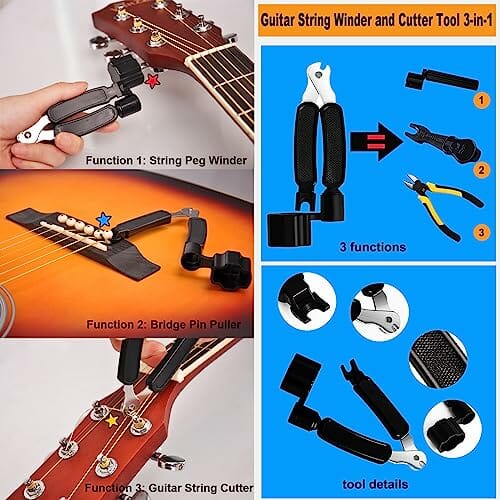 Winzz Gitara akustyczna, dla początkujących, dzieci i dorosłych, zestaw gitary westernowej z wieloma akcesoriami (40 cali-Sunburst Matt)… - obrazek 5