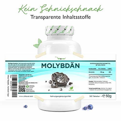 Molibden - 150 µg - 365 tabletek na rok - Pure Sodium Molibdate - Essential Trace Element - Highly Dosed - Vegan - obrazek 4