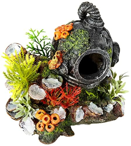 Nobby Kask z roślinami ozdoby do akwarium, 13,5 x 11 x 12 cm - obrazek 4