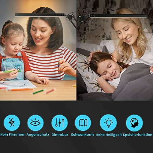 Lampa Biurkowa LED z Zaciskiem (Swing Arm - Czarny) - obrazek 13