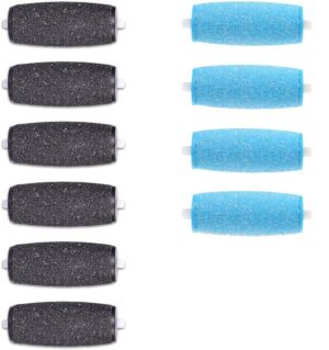 Zestaw 10 ekstra grubych mineralnych rolek zamiennych kompatybilnych z Scholl Velvet Smooth usuwaczem zrogowaciałego naskórka, rolki uzupełniające z cząsteczkami diamentu (6 ekstra grubych i 4 równomierne)