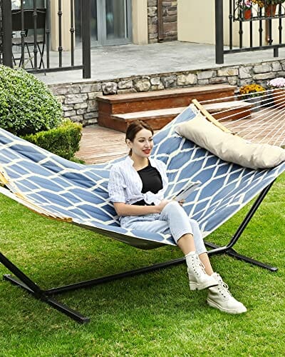 Songmics Hamak, Poliester, Niebieski/Beżowy, 200 x 140 cm - obrazek 3