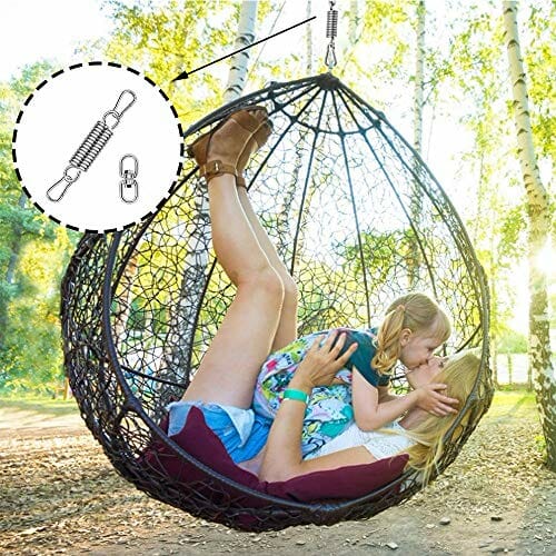 Sprężyna huśtawkowa, hamak, ze stali nierdzewnej, hamak, ze stali nierdzewnej, obciążenie do 250 kg, do użytku w pomieszczeniach, hamakach, fotelach wiszących, do jogi, na werandzie (srebrny) - obrazek 5