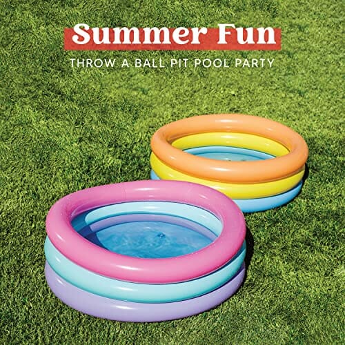 2 wielokolorowe nadmuchiwane baseny dla dzieci (34" x 30 cm), na lato, do zabawy z wodą, do kąpieli z piłkami, grube, odporne na zużycie, nadmuchiwane, do ogrodu, na podwórko, na zewnątrz - obrazek 4