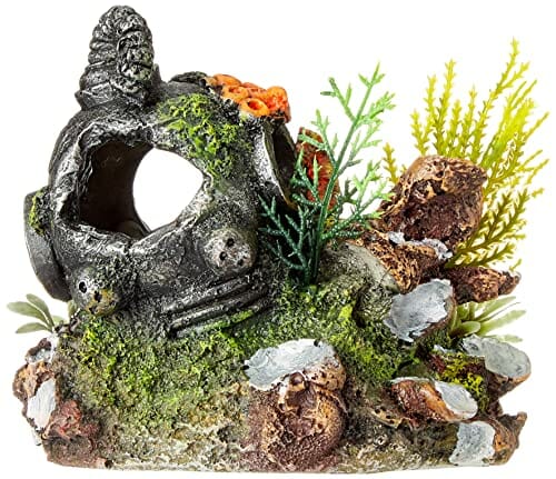 Nobby Kask z roślinami ozdoby do akwarium, 13,5 x 11 x 12 cm - obrazek 6