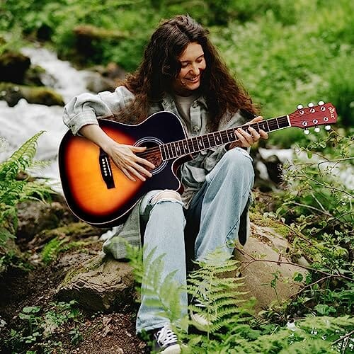 Winzz Gitara akustyczna, dla początkujących, dzieci i dorosłych, zestaw gitary westernowej z wieloma akcesoriami (40 cali-Sunburst Matt)… - obrazek 2