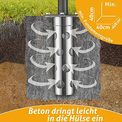 4smile Bodenhülse Sonnenschirm - Edelstahl Bodenanker Sonnenschirm SunnyGround zum Einbetonieren, bis 1.000kg belastbar - Sichere Befestigungslösung für jeden Ampelschirm - obrazek 4