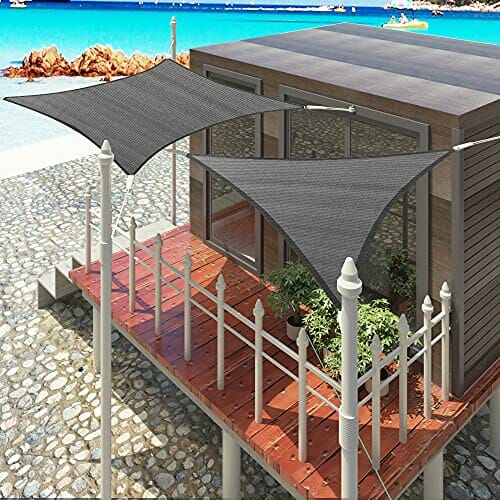 EUGAD Sonnensegel Quadrat 4x4m Sonnenschutz 200g/m² Garten Balkon Terrasse HDPE Wetterschutz atmungsaktiv Grau 0188ZYF - obrazek 6