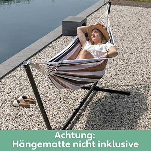 VITA5 Stelaż do hamaka do użytku na zewnątrz, stabilny, stalowy hamak ze stelażem, składany, przenośny stojak (bez uchwytu na napoje) - obrazek 2