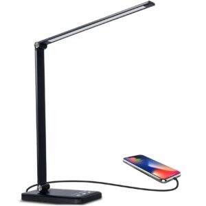 Lampka biurkowa LED, lampa stołowa, przyciemniana, 5 kolorów i 10 poziomów jasności, światło dzienne z przyłączem ładowania USB, Schreibtischlampe LENDOO