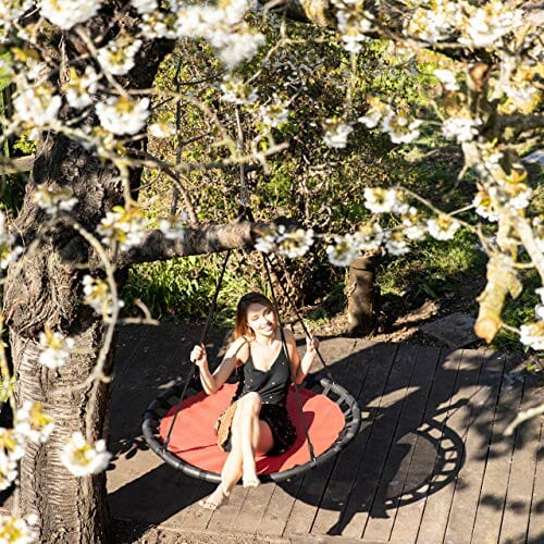 Relaxdays Okrągła huśtawka wisząca, dla dzieci i dorosłych, regulowana - obrazek 5