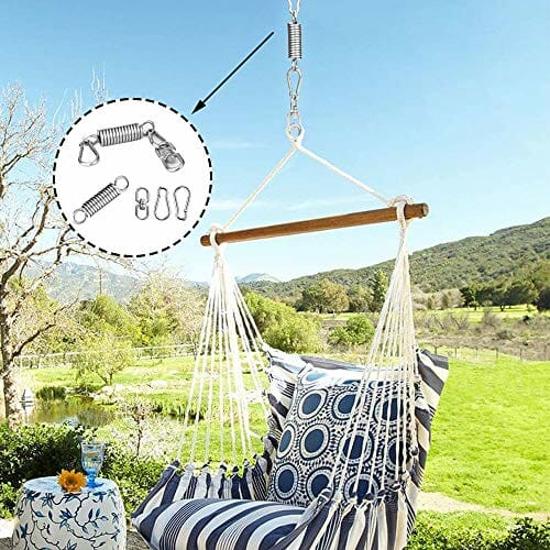 Sprężyna huśtawkowa, hamak, ze stali nierdzewnej, hamak, ze stali nierdzewnej, obciążenie do 250 kg, do użytku w pomieszczeniach, hamakach, fotelach wiszących, do jogi, na werandzie (srebrny) - obrazek 3