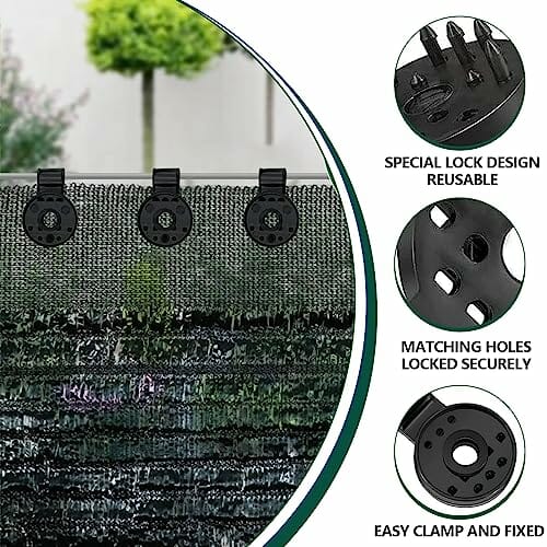 50 Stück Kunststoff-Clips für schutztuch, Clips für Sonnensegel Schwarz, Shade Cloth Plastic Clips mit öse, Kunststoffclip Für Sonnenschutznetz für Verbindungsseile Schattennetze Leitplanken - obrazek 10