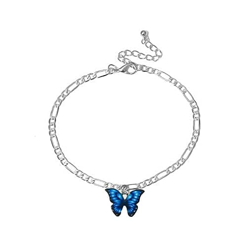 Liitata Damen Schmetterling Fußkettchen Verstellbare Geschichtete Fußkettchen Sommer Strand Schmuck Fußkettchen für Frauen Mädchen 2 Stück - obrazek 2