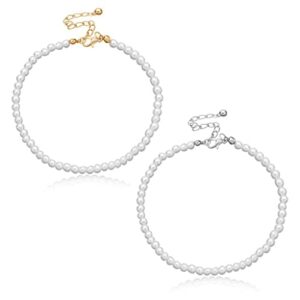 2 sztuki sztucznych pereł, łańcuszek na kostkę, okrągły łańcuszek na k