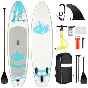 Nadmuchiwana deska Stand Up Paddle, zestaw iSUP z kompletnymi akcesoriami i plecakiem, szeroka, antypoślizgowa, duża płetwa, regulowane wiosło, linka, pompka ręczna, dla młodzieży i dorosłych