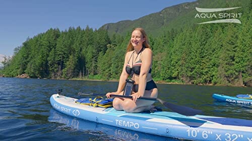 AQUA SPIRIT iSUP nadmuchiwana deska do paddle z plecakiem, smyczą, wiosłem, matę do przewijania i wodoodpornym etui na telefon - obrazek 4
