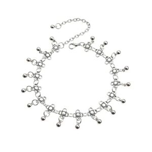 Liitata Boho Fußkettchen Einstellbar Strand Fußkettchen Barfuß Kette Knöchel Armband Quasten Perlen Fußkettchen Retro Geschnitzte Fußkettchen Sommer Hawaii Fußschmuck für Frauen Mädchen Silber