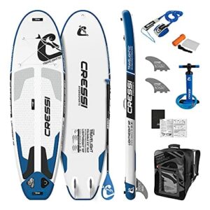 Cressi Unisex-Adult Travelight Foldable Isup Set 9'2'' Ultralekka, pompowana deska SUP ALL-ROUND wykonana jest w technologii Cressi LWF ,Biały/Niebieski ,Jeden rozmiar ,106 1614TR