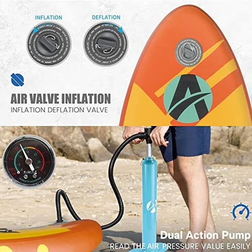 Aviner SUP Nadmuchiwana Deska do paddleboardingu, 150KG Max/ 305×71×15cm, Stand up Paddle Board, Dmuchana Lekka, z Pompką Regulowanym Wiosłem, Pomarańczowy - obrazek 5