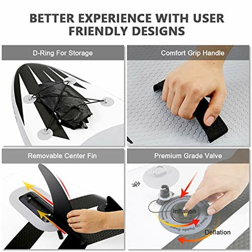 ANCHEER deska surfingowa stoisko 305×76×15cm SUP nadmuchiwany zarząd z akcesoriami,ładowność 130 kg,3 sztuk regulowany miąższ, podwójna pompa ręczna,pasek do stóp,Plecak - obrazek 4