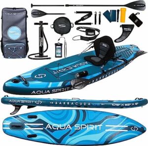 AQUA SPIRIT iSUP 320 x 84 x 15 cm Nadmuchiwana deska surfingowa dla dorosłych unisex początkujący średni obciążenie 150 kg z regulowanym wiosłem, materac do przewijania