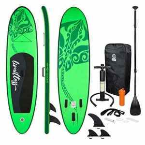 ECD Germany Nadmuchiwana deska Stand Up Paddle Board Limitless | 308 x 76 x 10 cm | Green | PVC | do 120 kg | Torba z pompka Akcesoria | Deska SUP Paddling Board Surfboard | Rózne modele