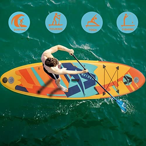 Aviner SUP Nadmuchiwana Deska do paddleboardingu, 150KG Max/ 305×71×15cm, Stand up Paddle Board, Dmuchana Lekka, z Pompką Regulowanym Wiosłem, Pomarańczowy - obrazek 4