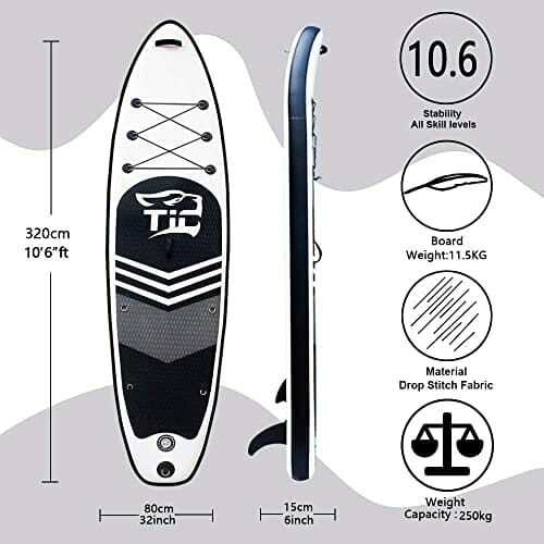 Tigerxbang Stand Up Paddle Board 10' 300 x 76 x 15 cm 10'6' 320 x 80 x 15 cm nadmuchiwana deska SUP deska z kompletnymi akcesoriami - obrazek 5