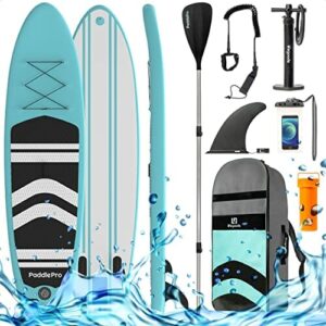 LifeGoods Deska SUP - Nadmuchiwana Deska Stand Up Paddle - Kompletny 8-częściowy Zestaw z Plecakiem - 320 x 81 x 15cm - Maks. 135 kg - Lekka 8,5 kg - dla Dorosłych i Dzieci
